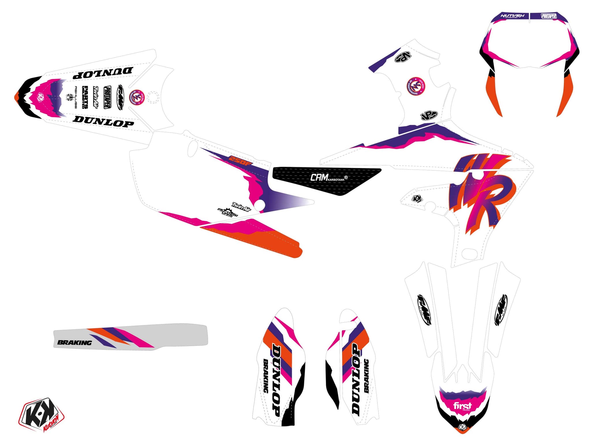 dirt bike yamaha wr 250 f fifty white  graphic kit | WR | Kutvek - View 2