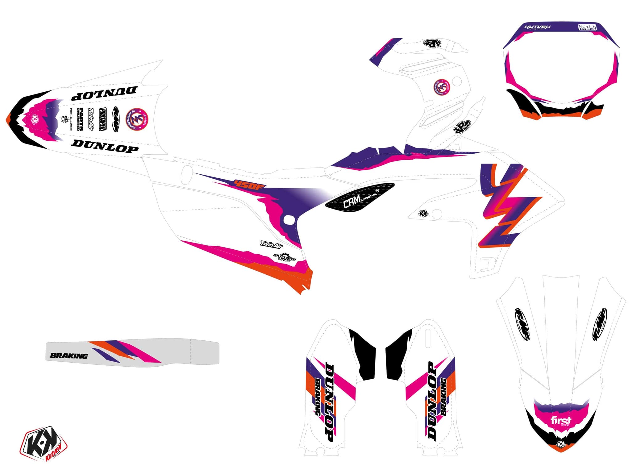 kit graphique motocross yamaha yz 450 f fifty blanc | 450 YZF | Kutvek - View 2