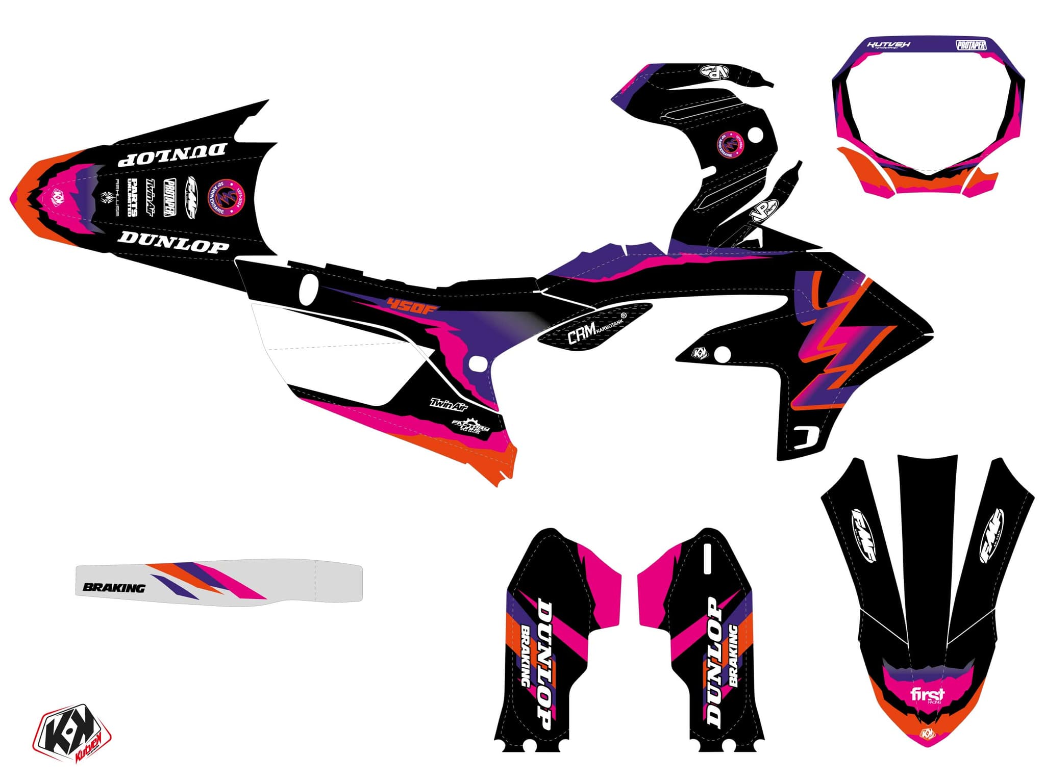 kit graphique motocross yamaha yz 450 f fifty noir | 450 YZF | Kutvek - View 2