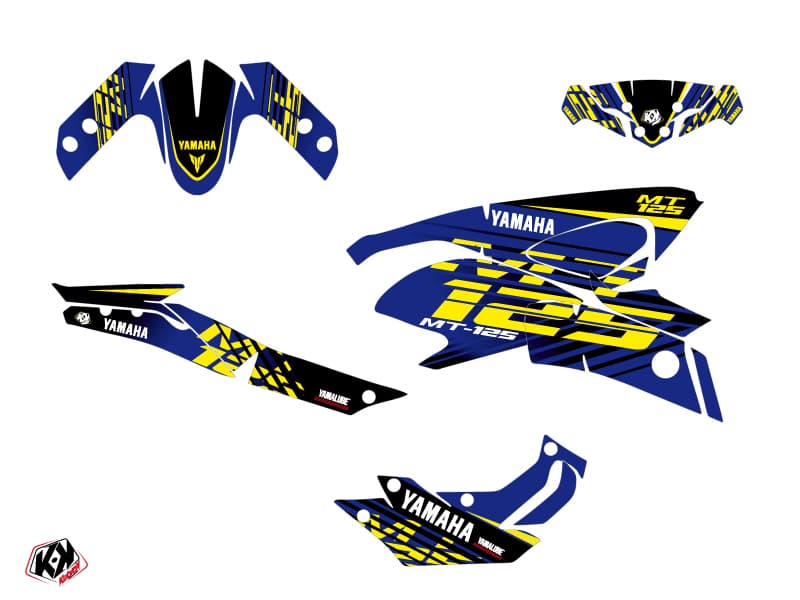 Yamaha MT 125 Street Bike Flow Graphic Kit Yellow | MT 125 / FZ 125 | Kutvek - View 2