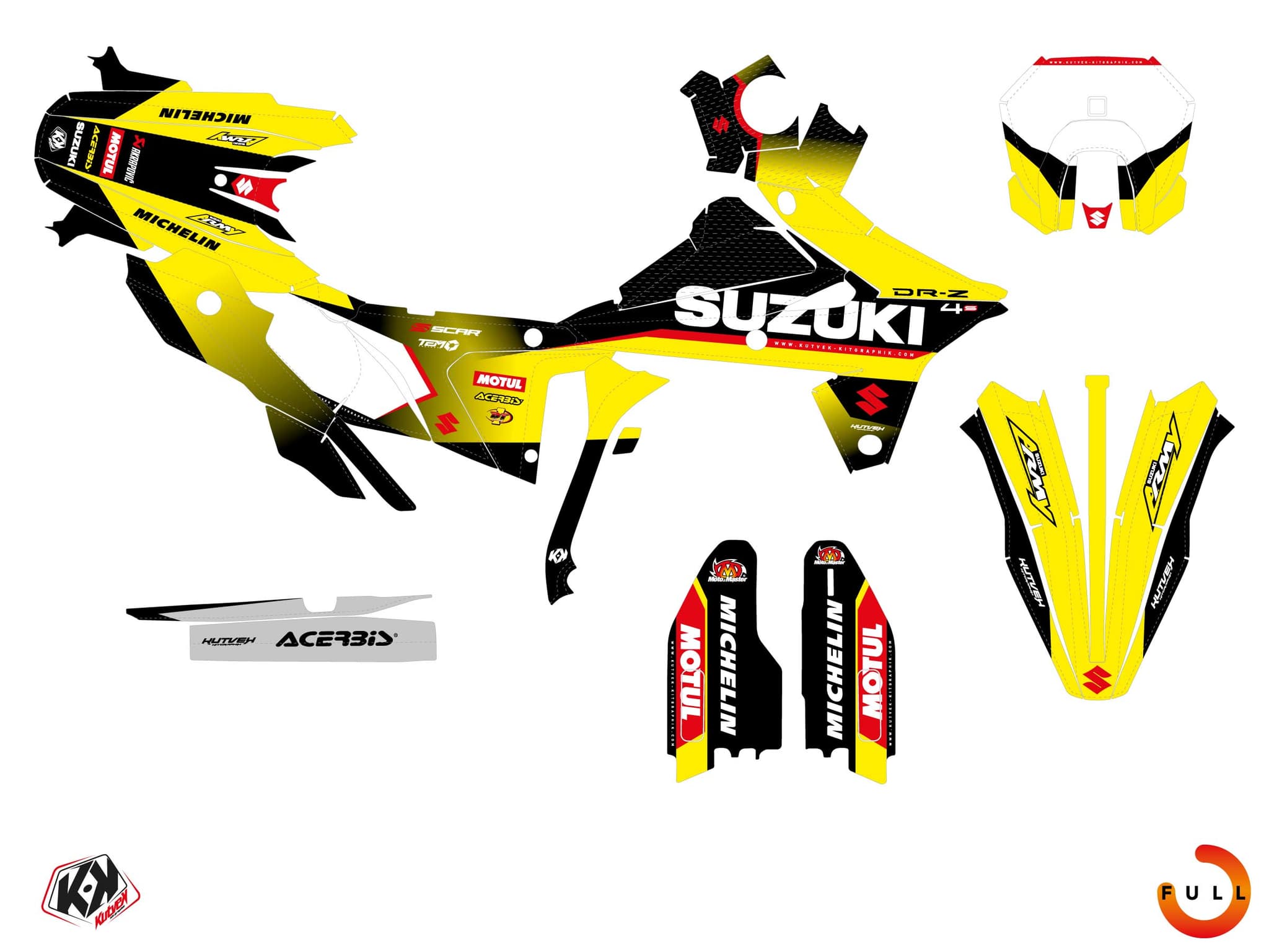kit graphique moto suzuki dr-z 4 s foundry jaune | Suzuki | Kutvek - View 3