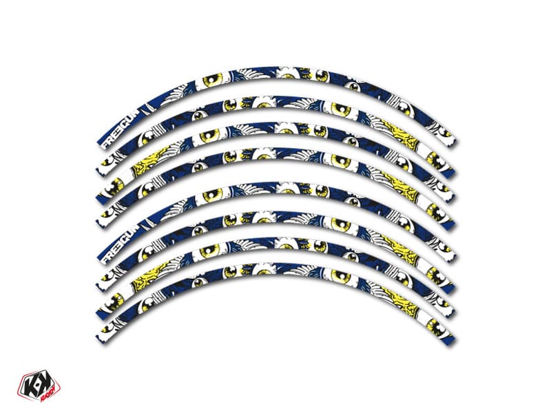 kit graphique tour de jantes motocross freegun bleu jaune | Tour de Jantes | Kutvek - View 2