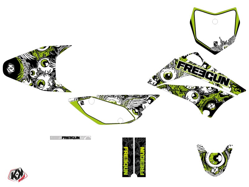 kit graphique motocross kawasaki klx 110 freegun eyed vert | Kawasaki | Kutvek - View 2