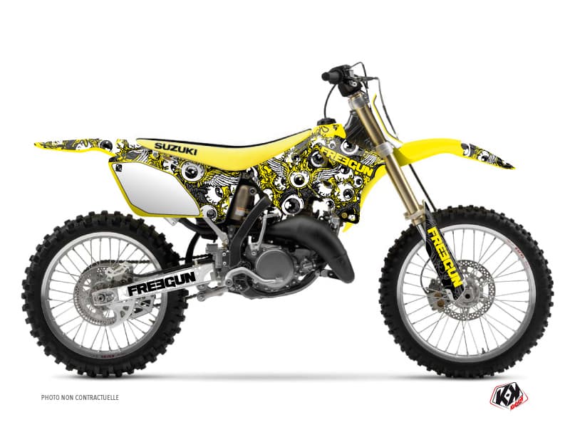 kit graphique motocross suzuki rm 250 freegun eyed jaune  