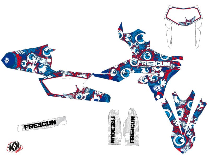 Yamaha 450 WRF Dirt Bike Freegun Eyed Graphic Kit Red | WR | Kutvek - View 2