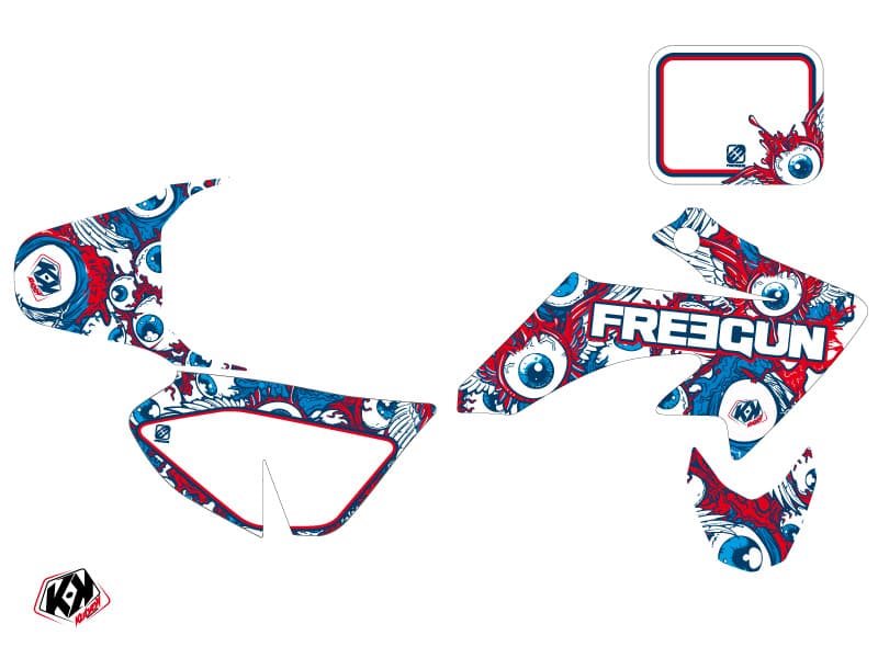 Honda 50 CRF Dirt Bike Freegun Eyed Graphic Kit Red | Honda | Kutvek - View 2