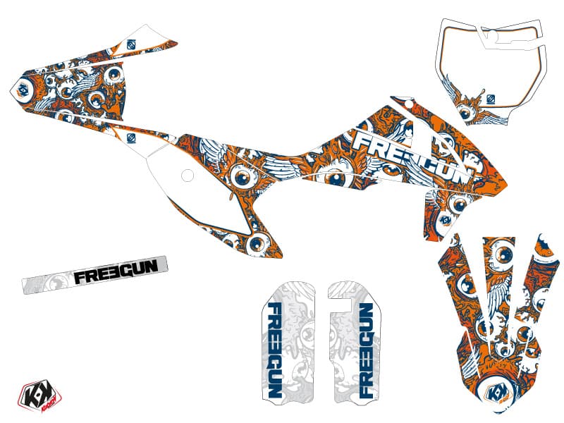 KTM 50 SX Dirt Bike Freegun Eyed Graphic Kit Orange | KTM | Kutvek - View 2