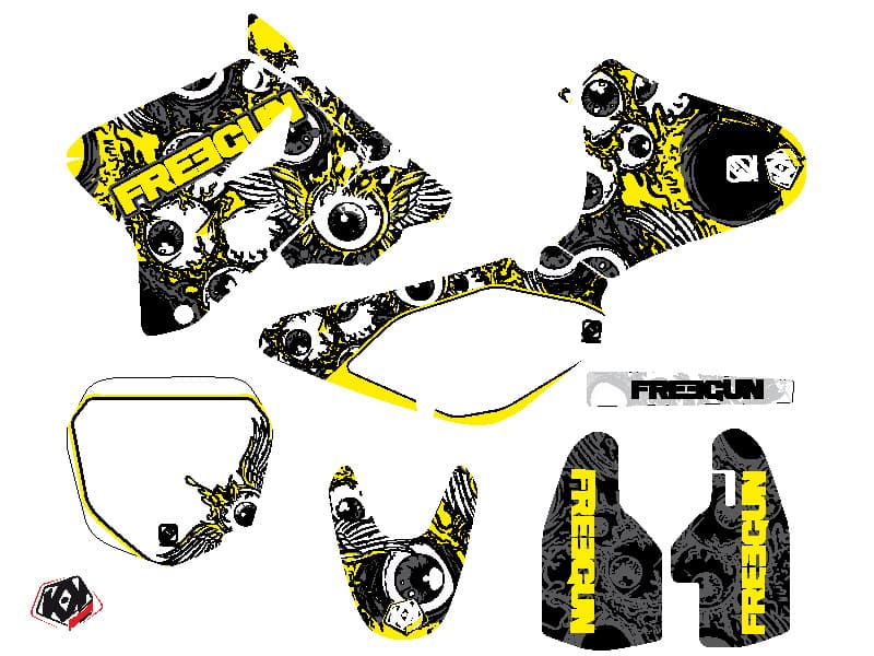Kit graphique Moto Cross Freegun Eyed Suzuki 85 RM Jaune | Suzuki | Kutvek - View 2