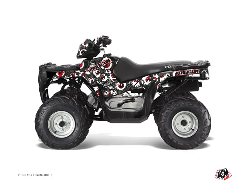 kit graphique quad polaris sportsman 90 freegun eyed gris-rouge  
