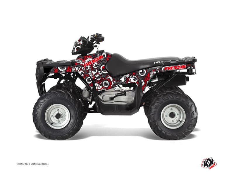 kit graphique quad polaris sportsman 90 freegun eyed rouge-gris  