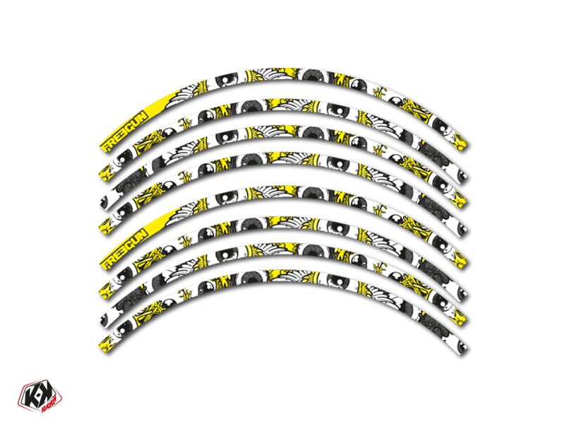 kit graphique tour de jantes motocross freegun jaune | Tour de Jantes | Kutvek - View 2