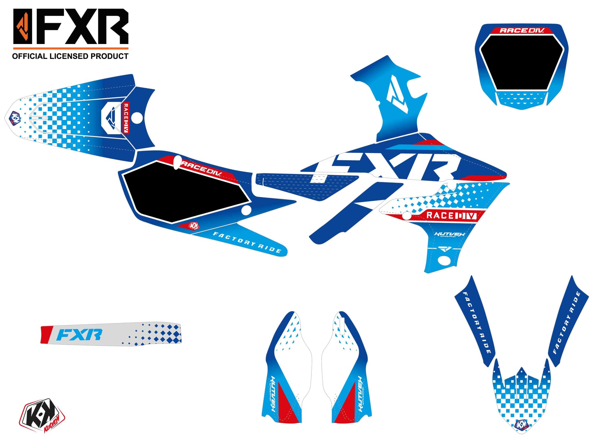 Kit graphique Moto Cross FXR N3 Yamaha 250 YZF Bleu | 250 YZF | Kutvek - View 2