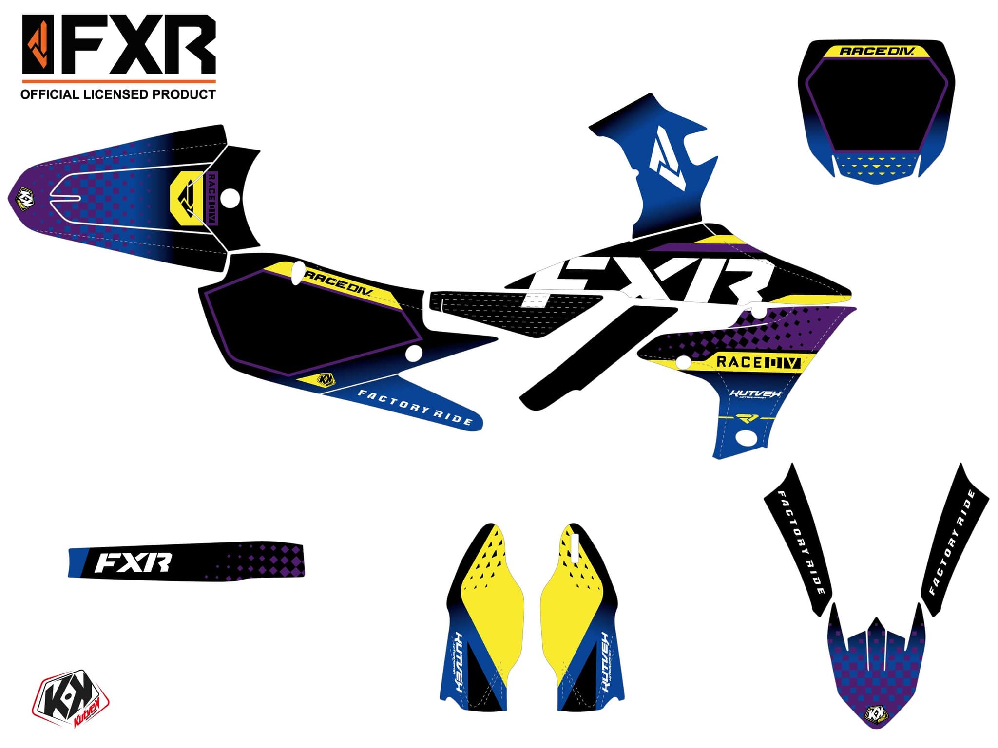 kit graphique motocross yamaha yz 450 f fxr n3 mauve | 450 YZF | Kutvek - View 3