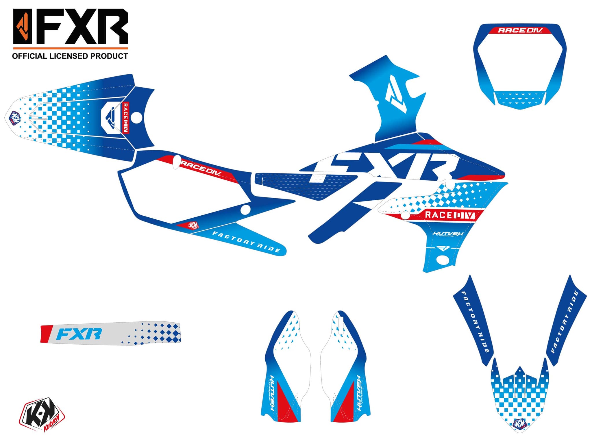 kit graphique motocross yamaha yz 450 f fxr n3 bleu | 450 YZF | Kutvek - View 2