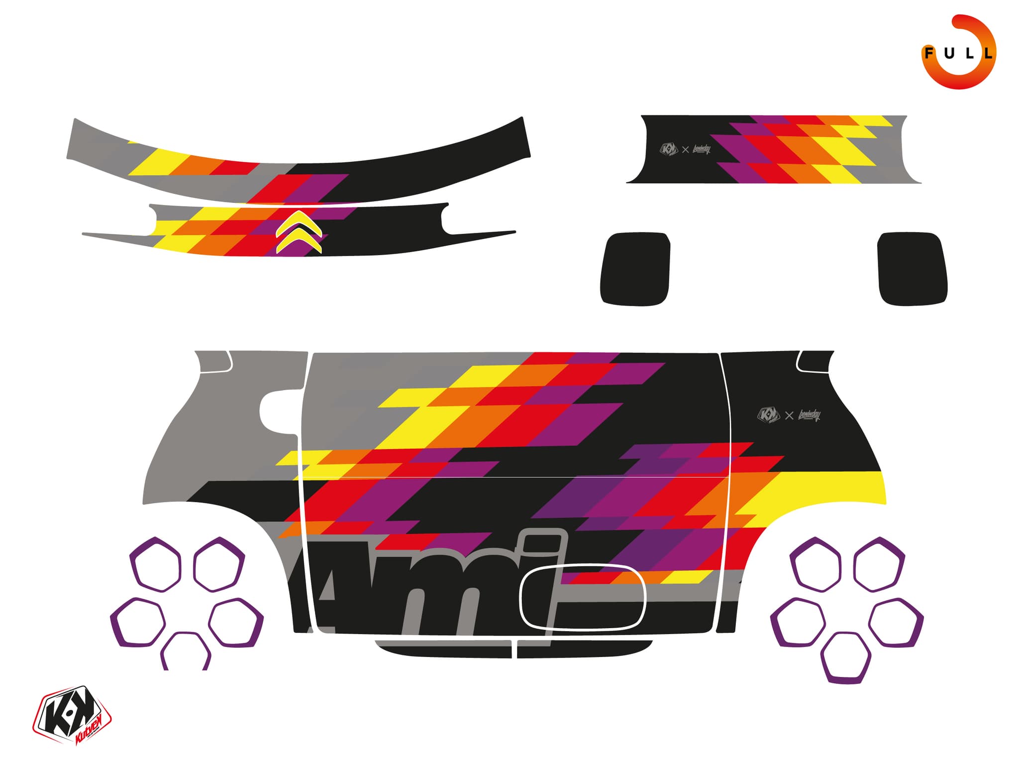 Kit graphique GLITCH Gris Golf Cart CITROËN AMI | Citroen | Kutvek - View 2