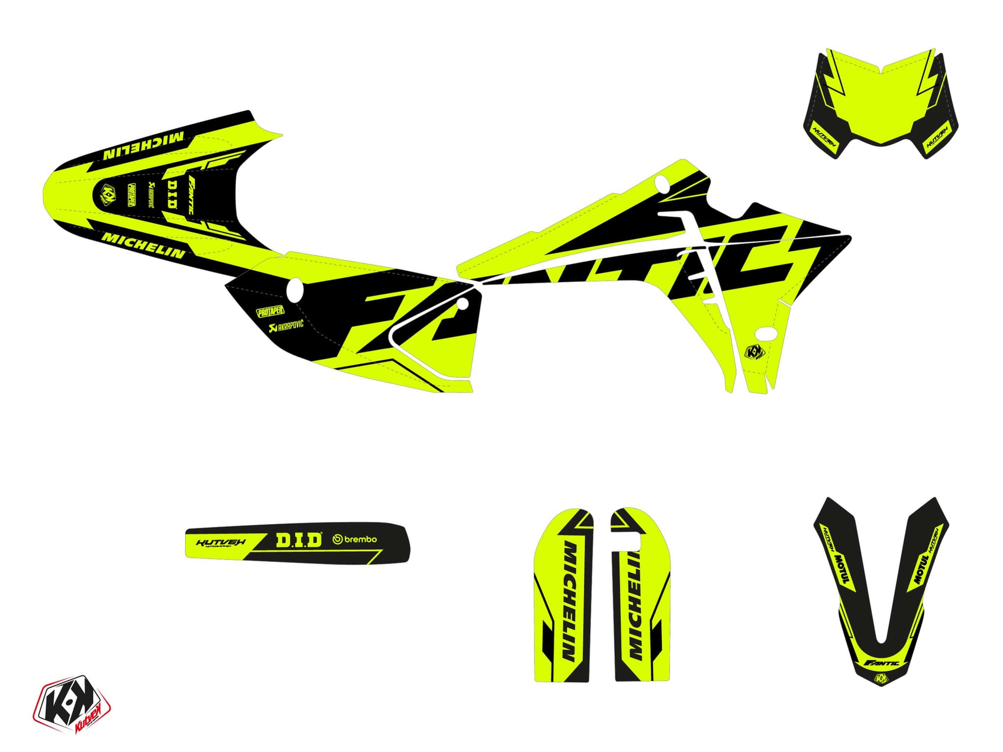 kit graphique 50cc fantic xm 50 glow fluo jaune | Fantic | Kutvek - View 2