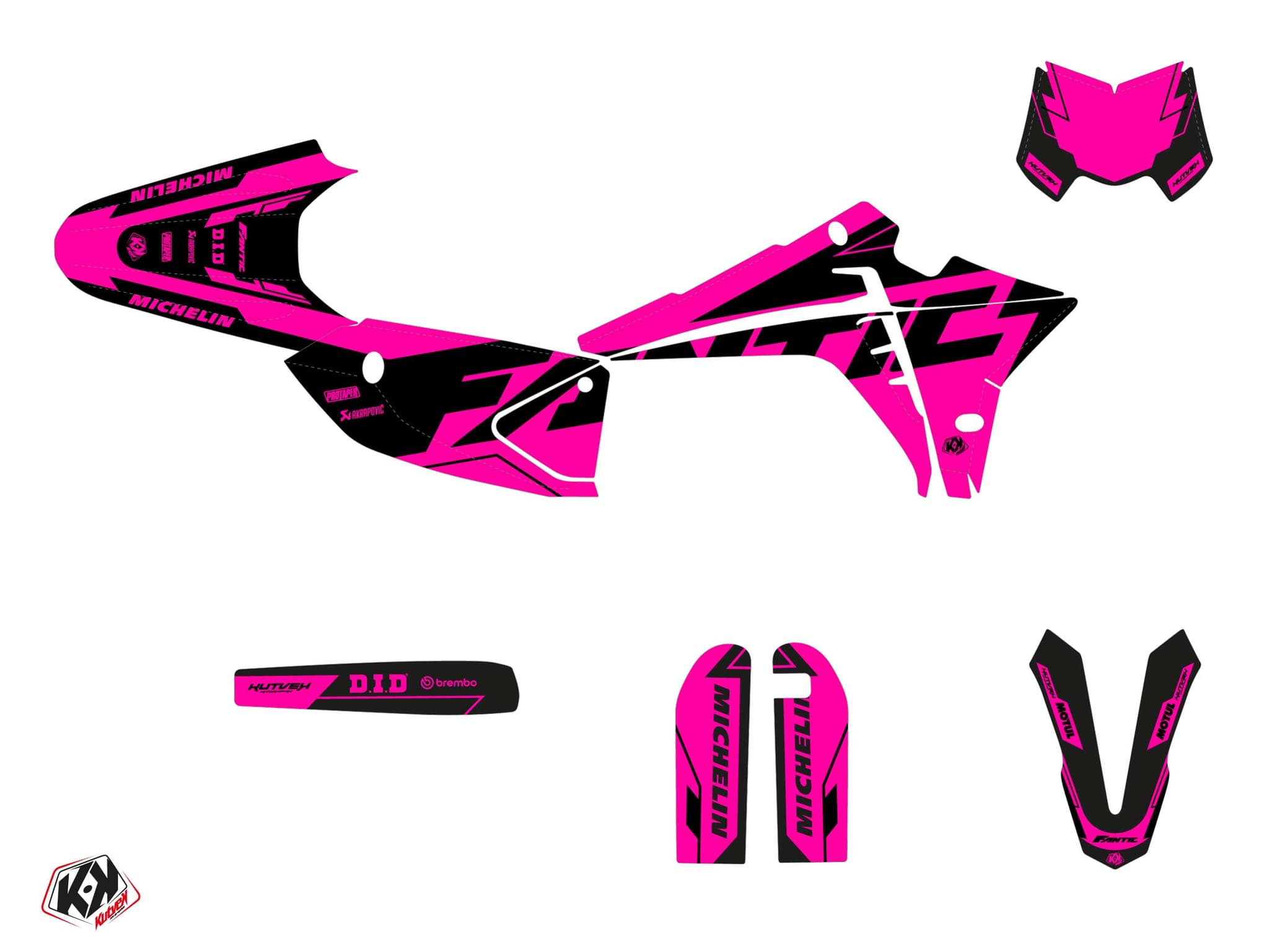 Kit graphique 50CC FANTIC XM 50 GLOW FLUO Rose | Fantic | Kutvek - View 2