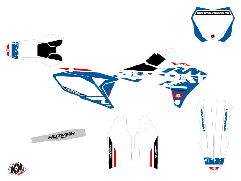 Kit graphique Moto Cross Grade Suzuki 250 RMZ Blanc | Suzuki | Kutvek - View 2