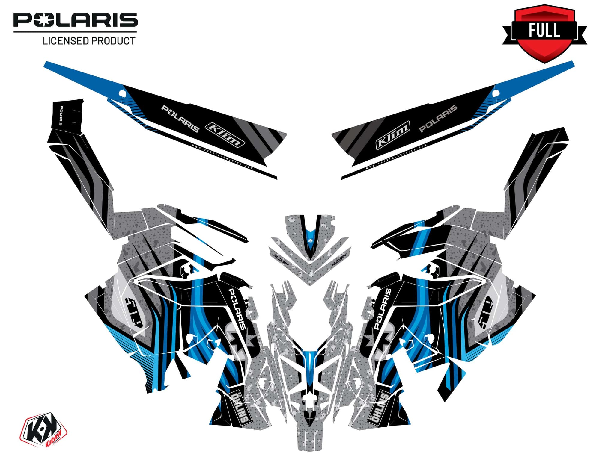 Kit graphique Motoneige POLARIS RUSH GRANITO Bleu | Polaris | Kutvek - View 3