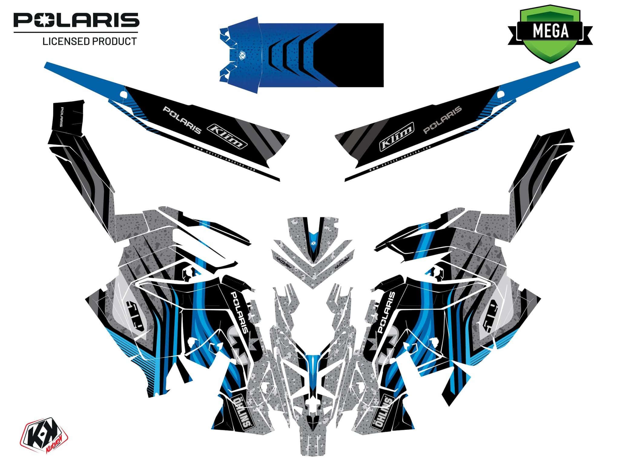 Kit graphique Motoneige POLARIS RUSH GRANITO Bleu | Polaris | Kutvek - View 4