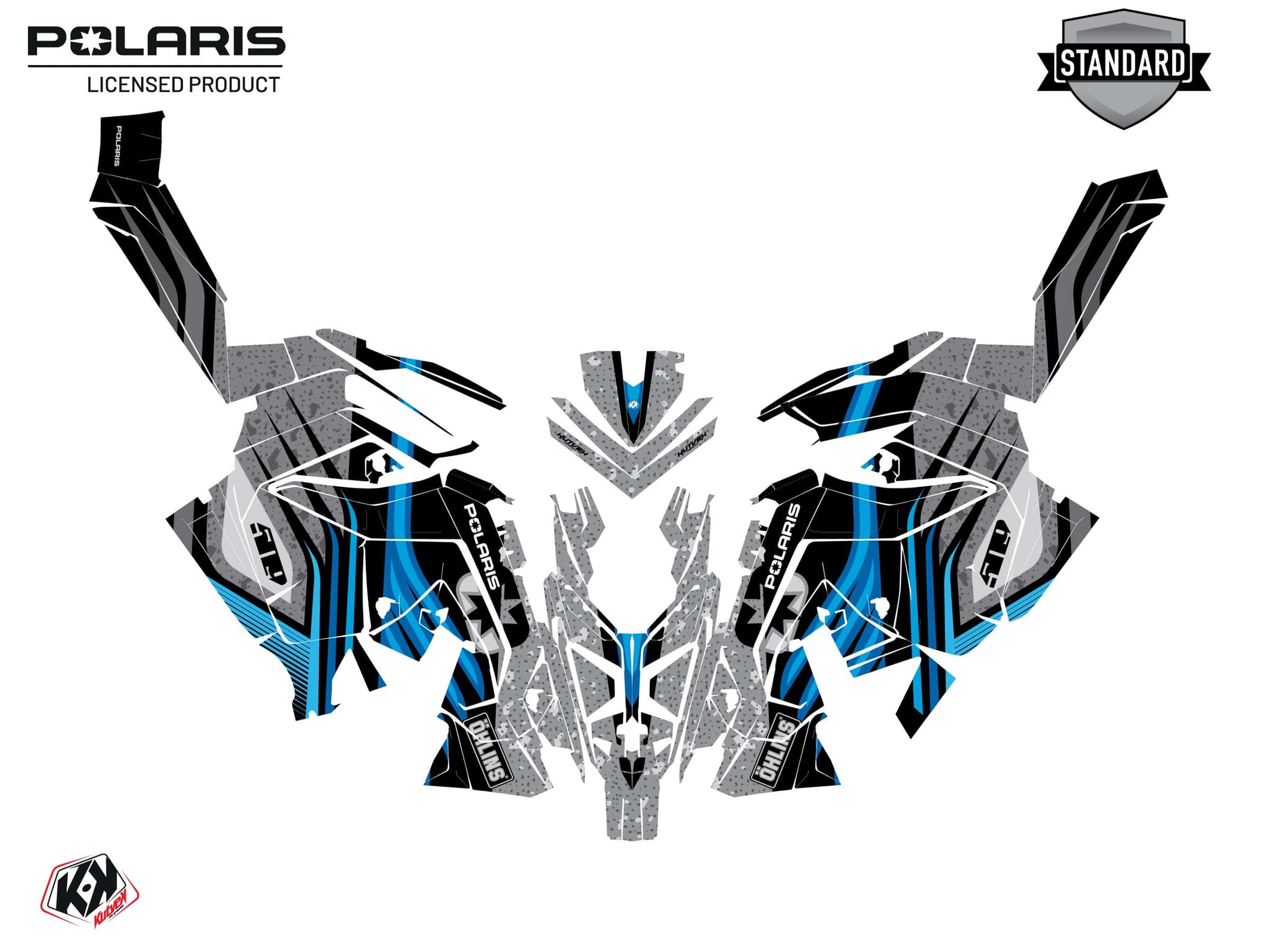 snowmobile polaris 600r race sled granito blue  graphic kit | Polaris | Kutvek - View 2