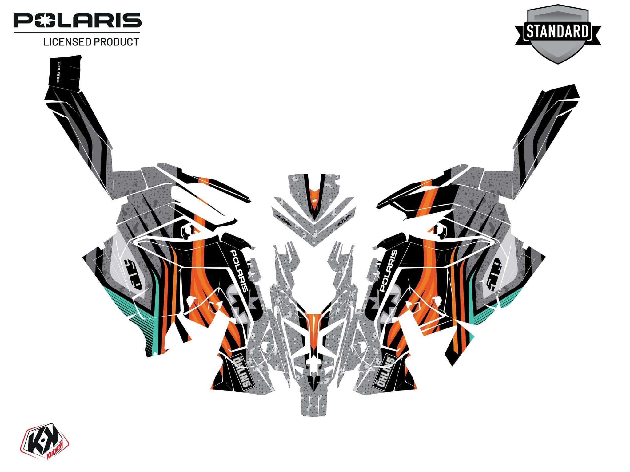 Snowmobile POLARIS 600R Race Sled GRANITO Orange graphic kit | Polaris | Kutvek - View 2