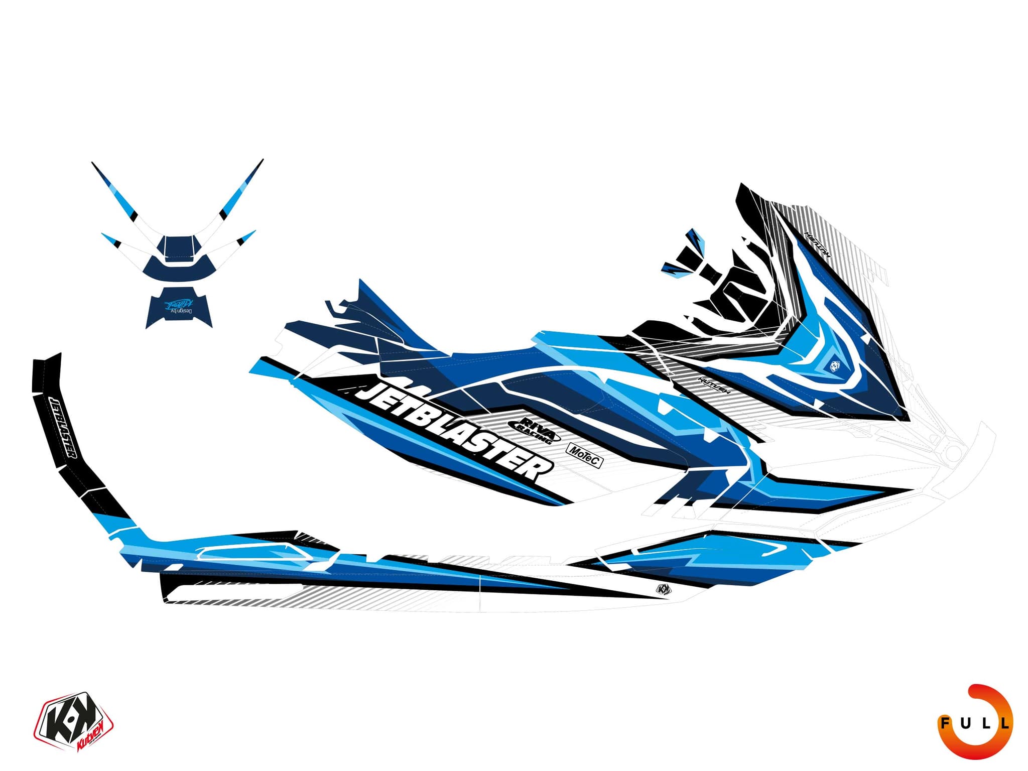 Graphic Kit Grid Blue Jet Ski Yamaha Jet Blaster | Yamaha | Kutvek - View 3