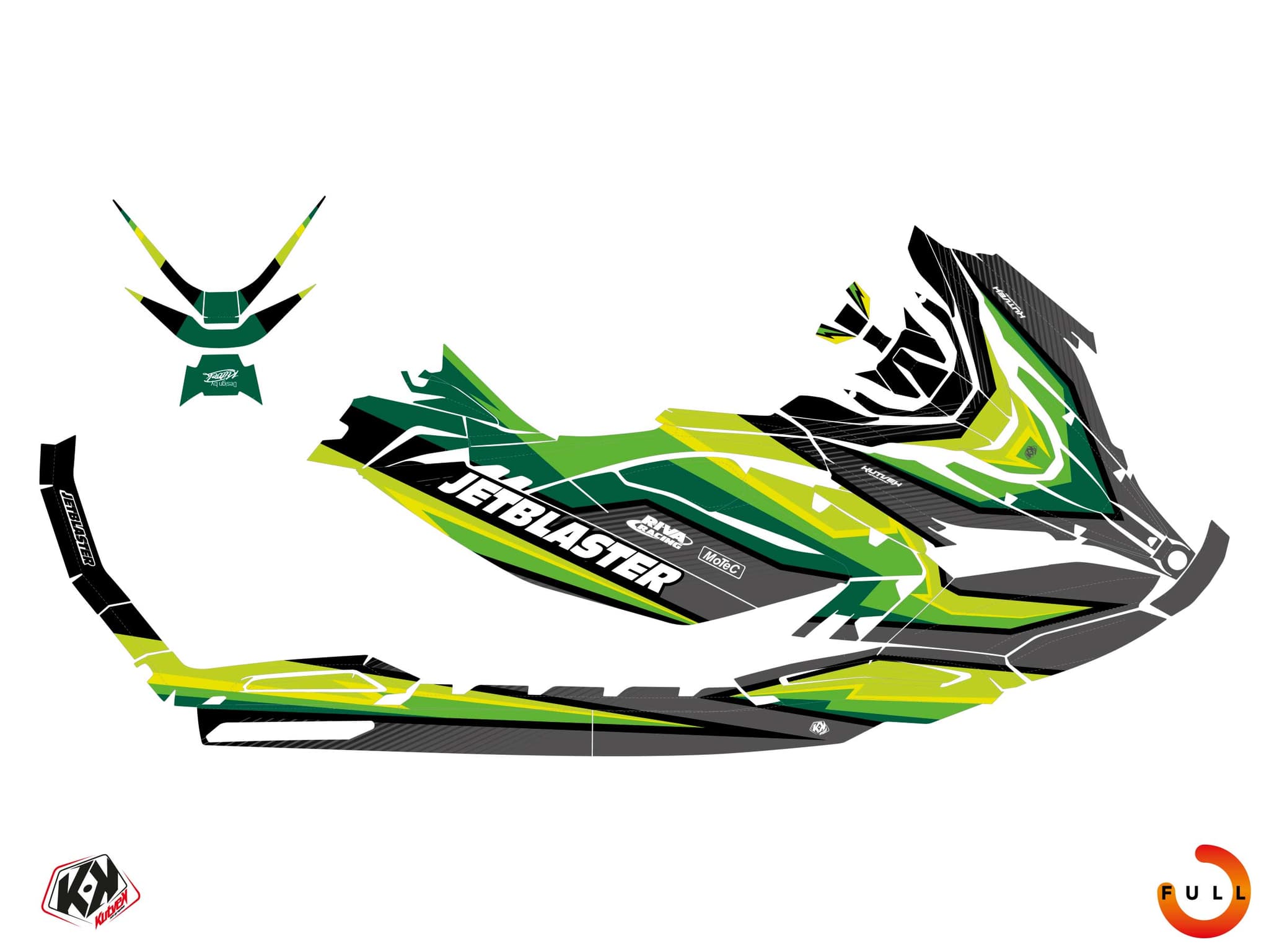 Graphic Kit Grid Green Jet Ski Yamaha Jet Blaster | Yamaha | Kutvek - View 3