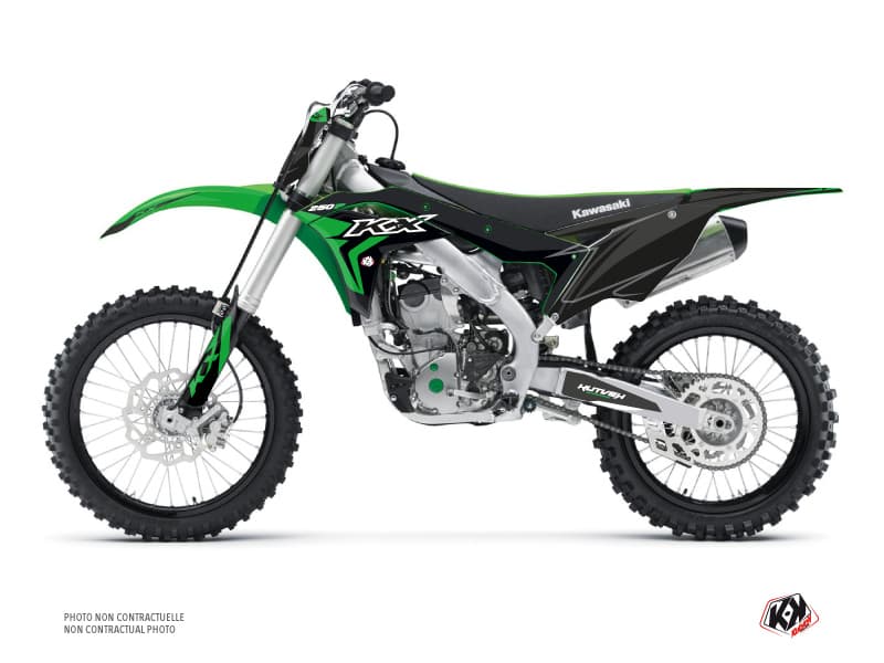 Kit graphique Moto Cross Halftone Kawasaki 250 KXF Noir Vert
