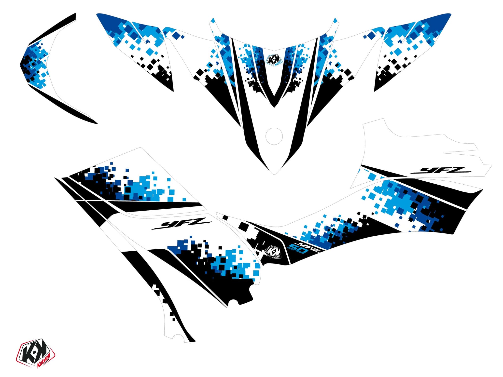 Kit Graphique Quad Hangtown Yamaha 50 YFZ Blanc | Yamaha | Kutvek - View 2