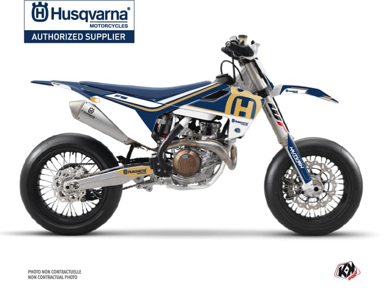 kit graphique motocross husqvarna fs 450 heritage bleu  