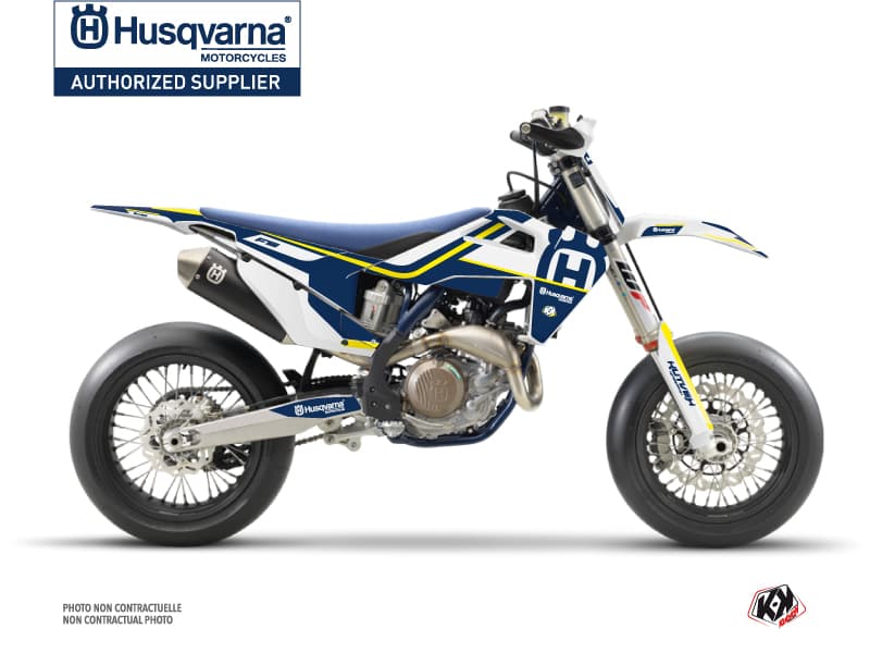 kit graphique motocross heritage husqvarna 450 fs bleu blanc