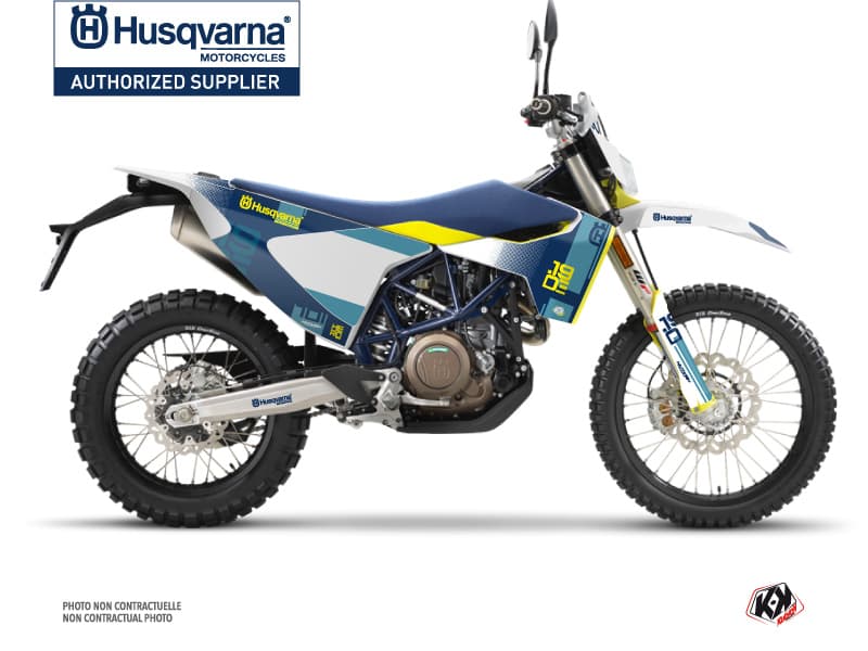kit graphique motocross husqvarna enduro 701 hero bleu-jaune  