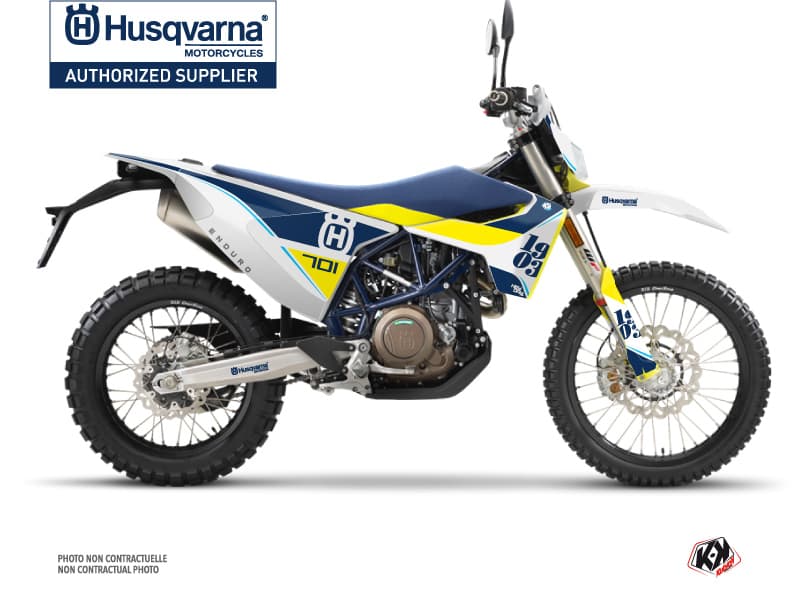 kit graphique motocross husqvarna enduro 701 heyday bleu-jaune  