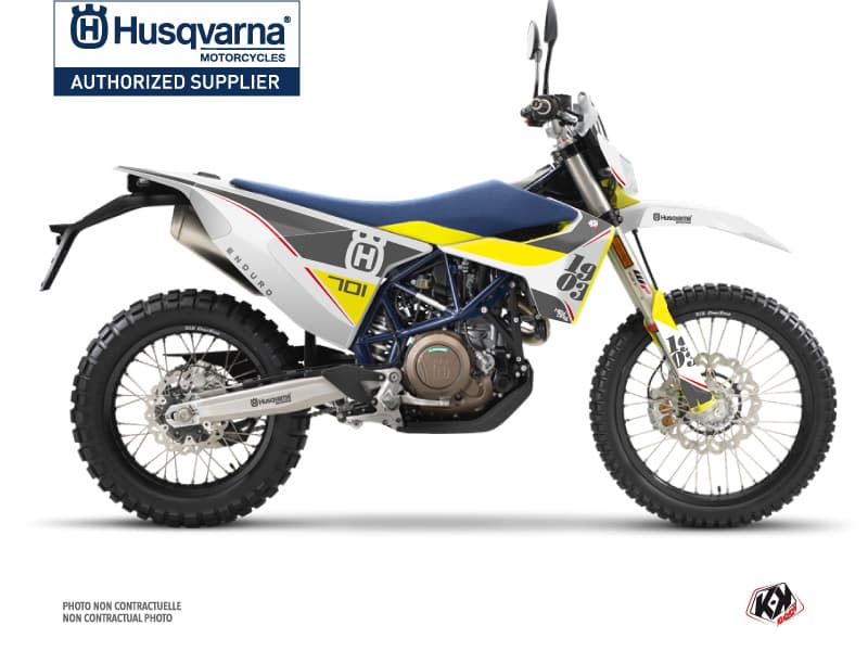 kit graphique motocross husqvarna enduro 701 heyday gris-jaune  