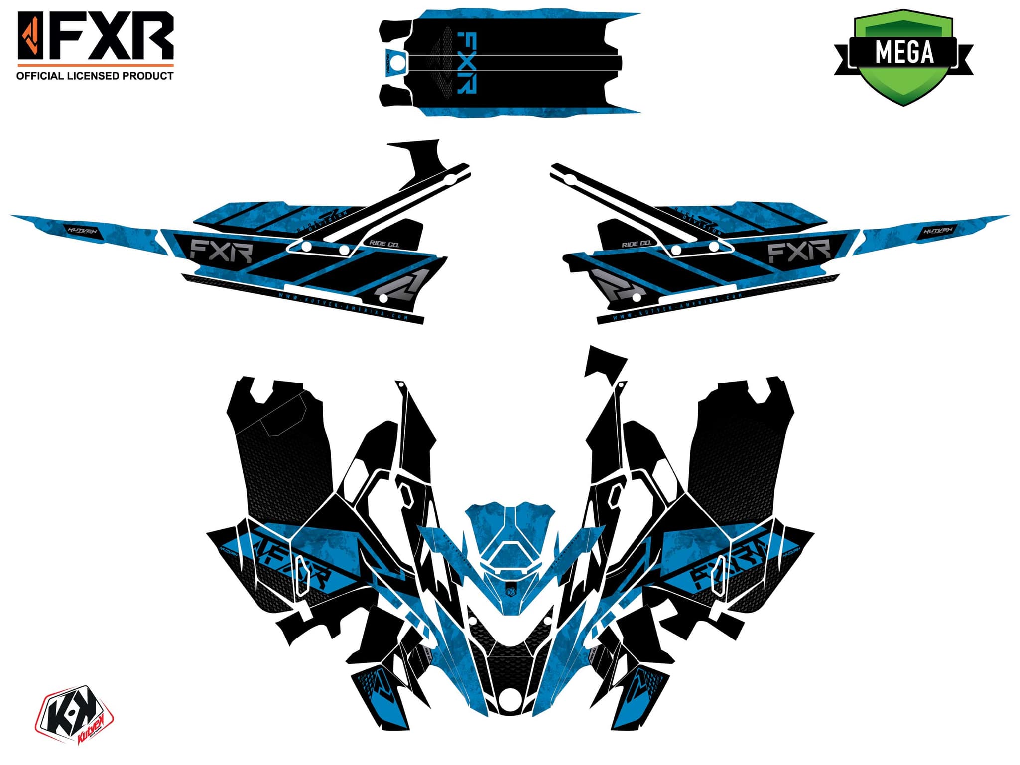 Graphic Kit Snowmobile Lynx Boondocker DS FXR Inert Blue | Lynx | Kutvek - View 3
