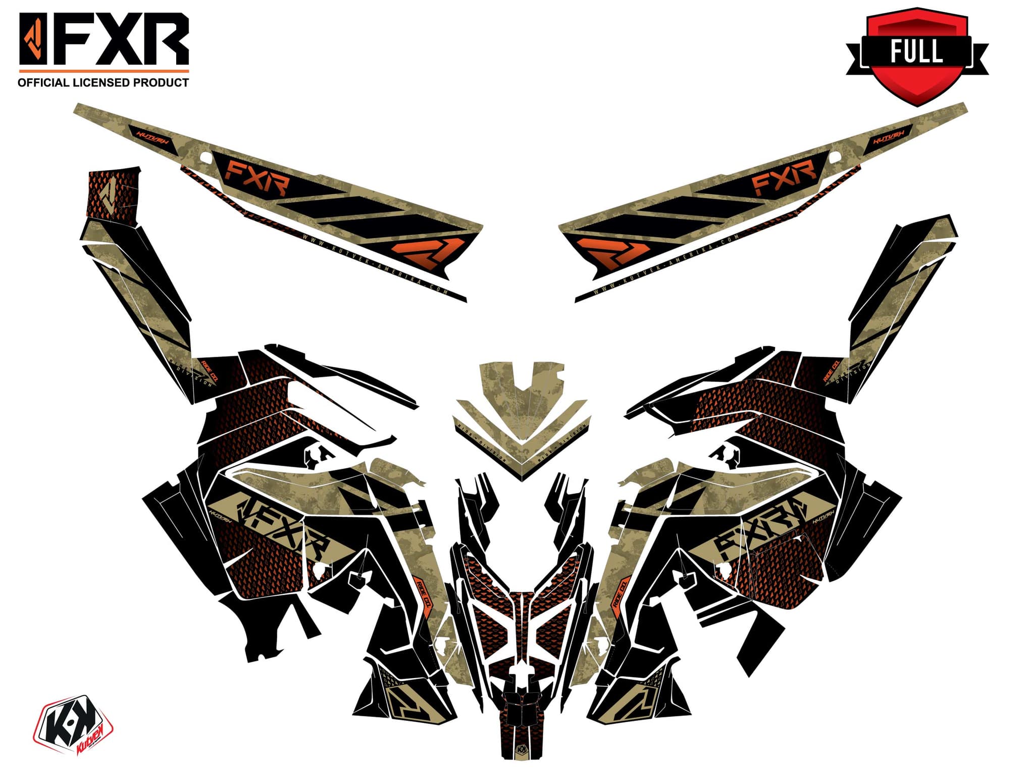Kit graphique Motoneige POLARIS RUSH SWITCHBACK XRS FXR INERT Beige | Polaris | Kutvek - View 3