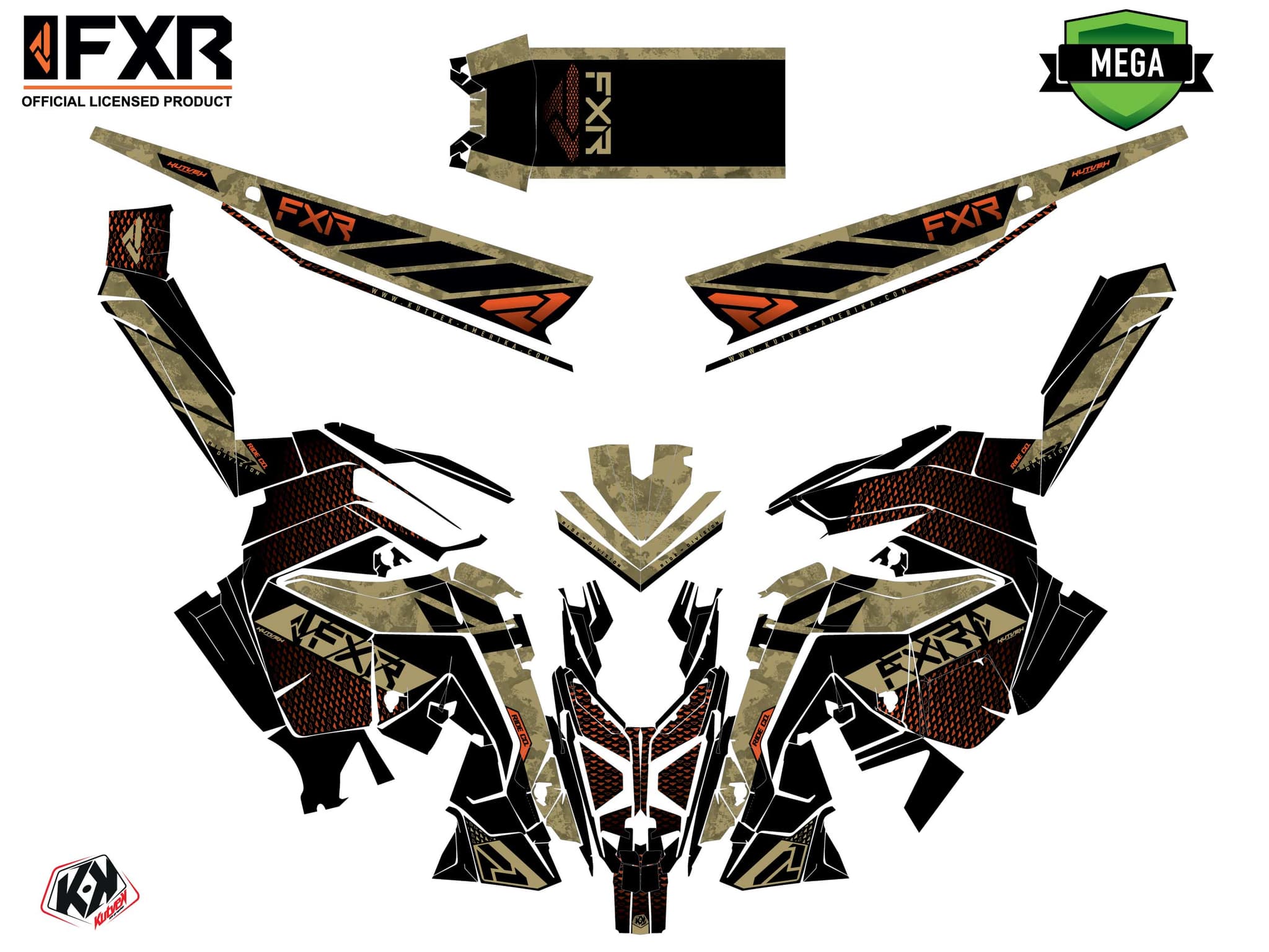 Kit graphique Motoneige POLARIS RUSH SWITCHBACK XRS FXR INERT Beige | Polaris | Kutvek - View 4
