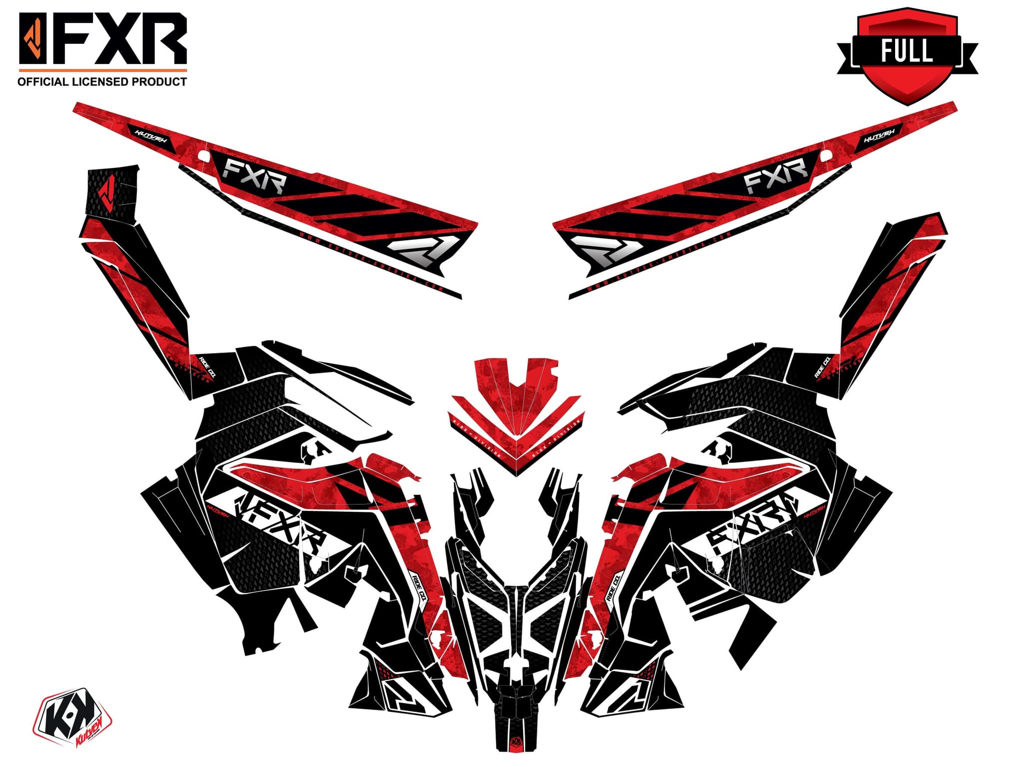 Kit graphique Motoneige POLARIS RUSH SWITCHBACK XRS FXR INERT Rouge | Polaris | Kutvek - View 3