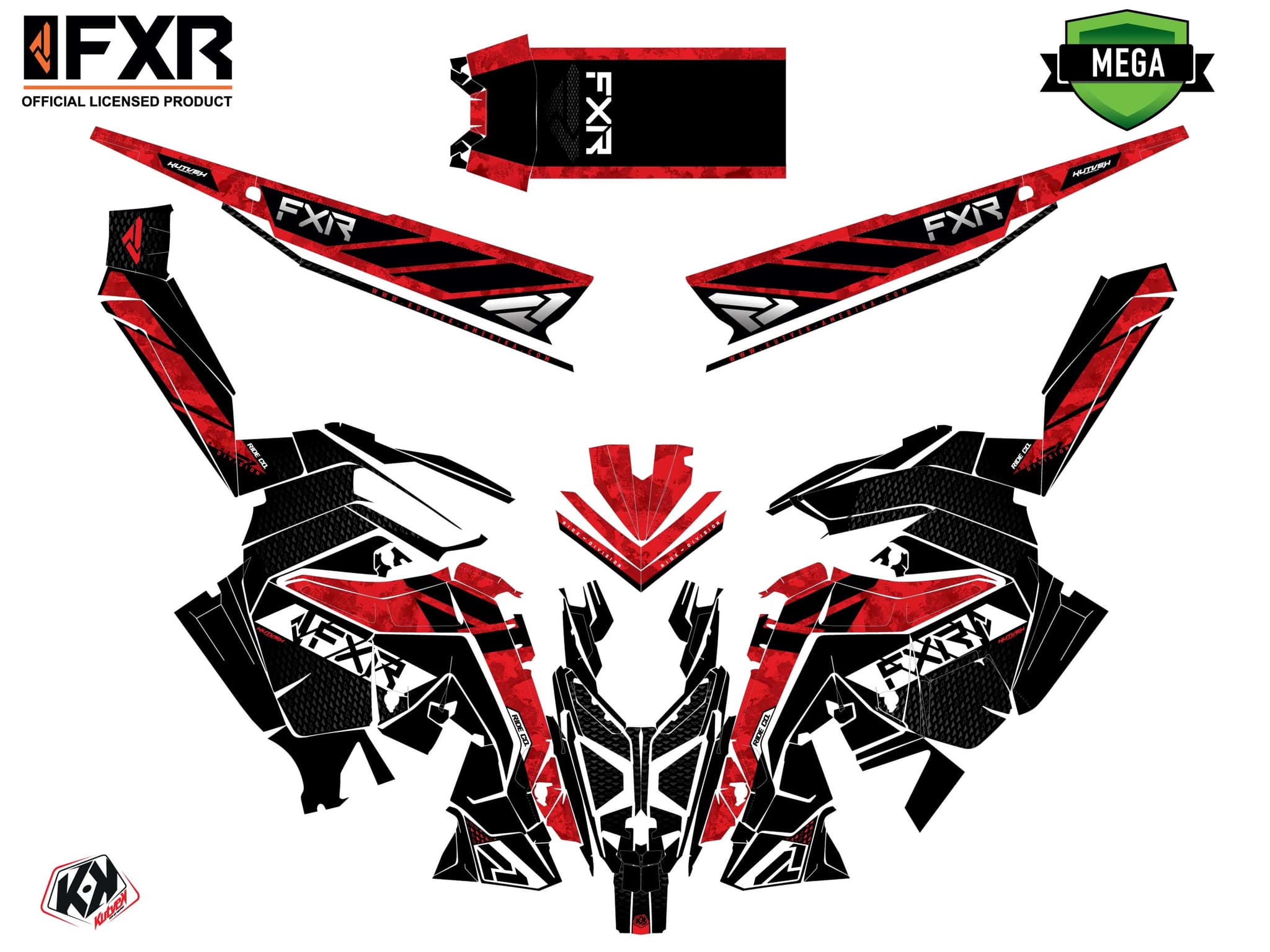 Kit graphique Motoneige POLARIS RUSH SWITCHBACK XRS FXR INERT Rouge | Polaris | Kutvek - View 4