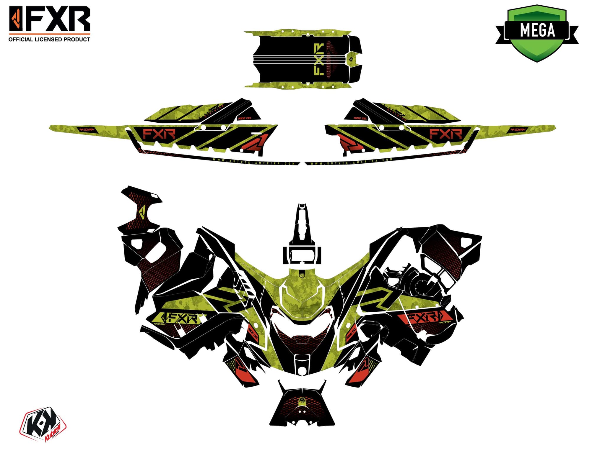 Kit graphique Motoneige SKIDOO MXZ BLIZZARD 800R E-TEC FXR INERT Vert | Skidoo | Kutvek - View 4