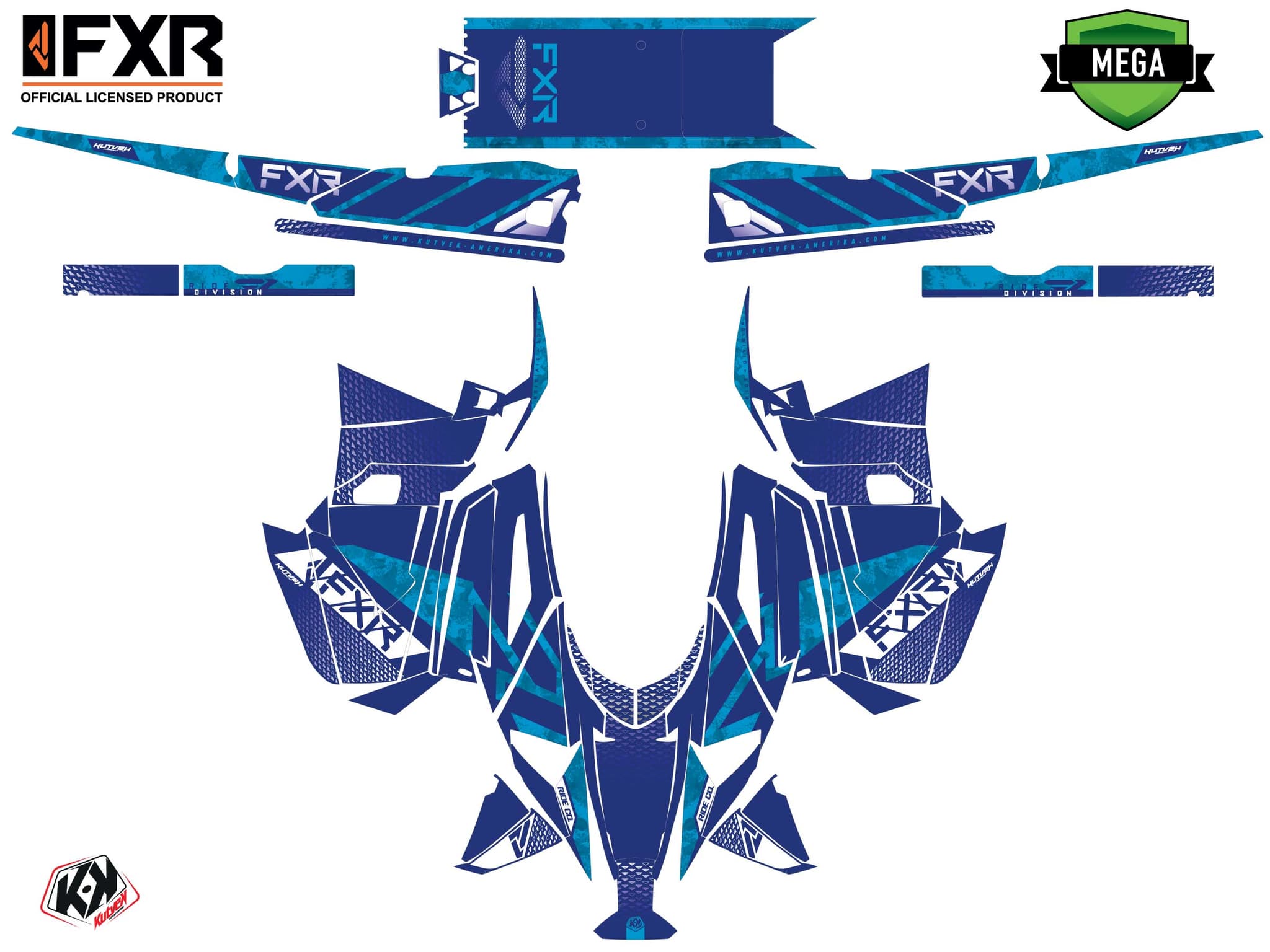 Kit graphique Motoneige YAMAHA PHAZER FXR INERT Bleu | Yamaha | Kutvek - View 4