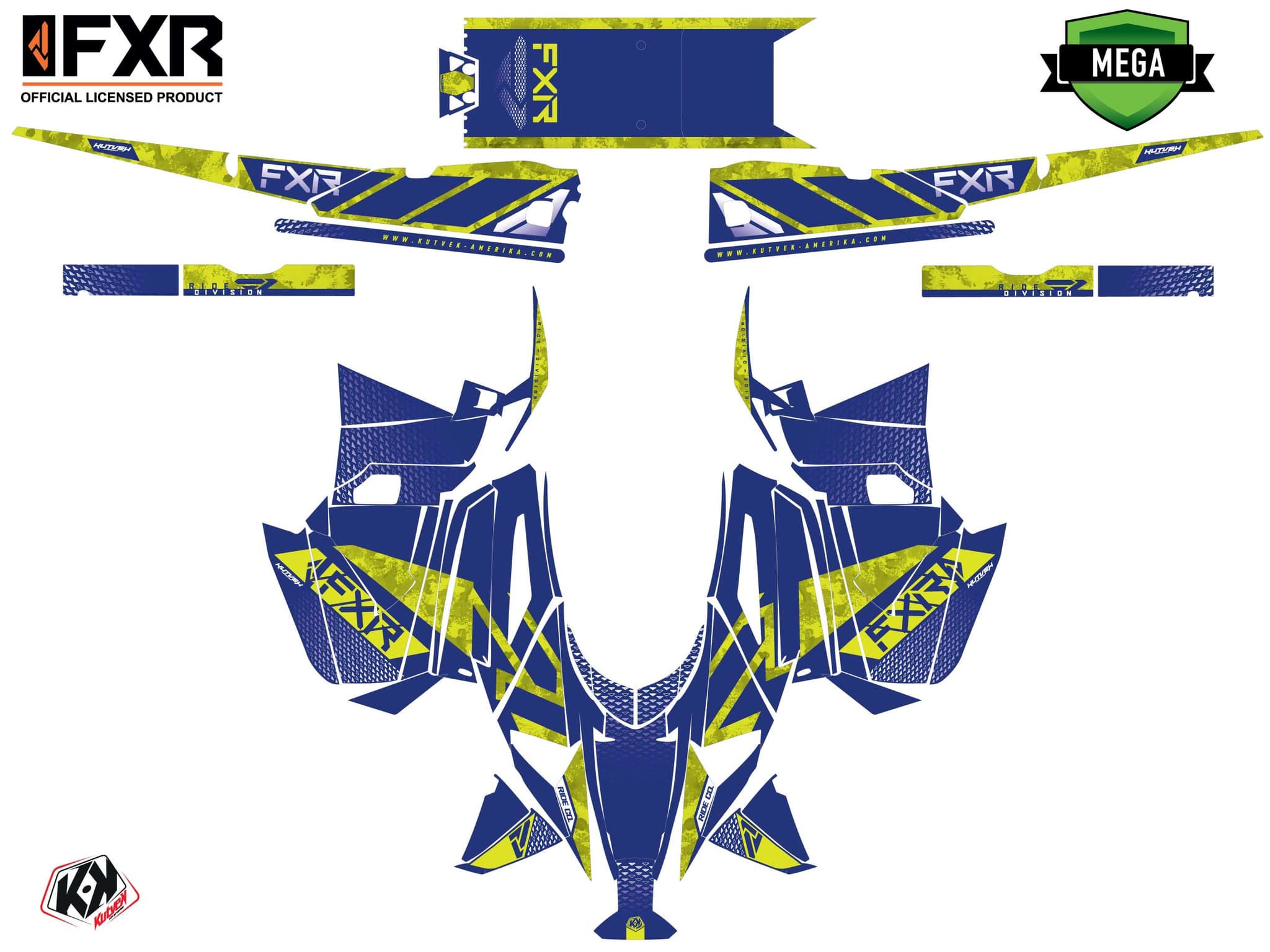 Kit graphique Motoneige YAMAHA PHAZER FXR INERT Jaune | Yamaha | Kutvek - View 4