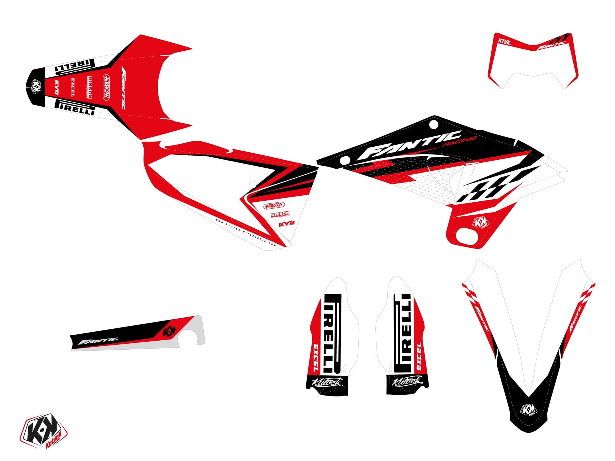 kit graphique motocross fantic xe 125 inkline rouge | Fantic | Kutvek - View 2
