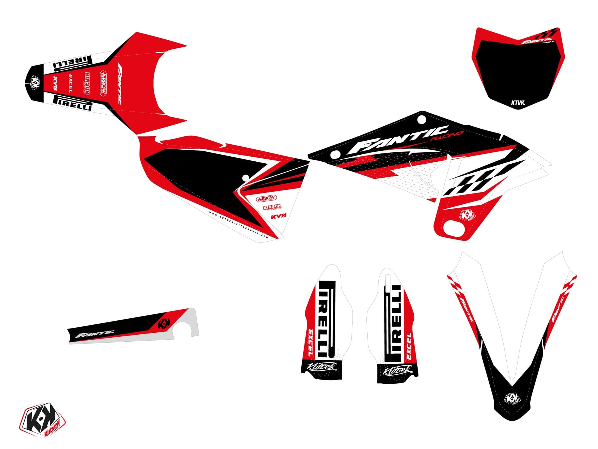 kit graphique motocross fantic xx 125 inkline rouge | Fantic | Kutvek - View 2