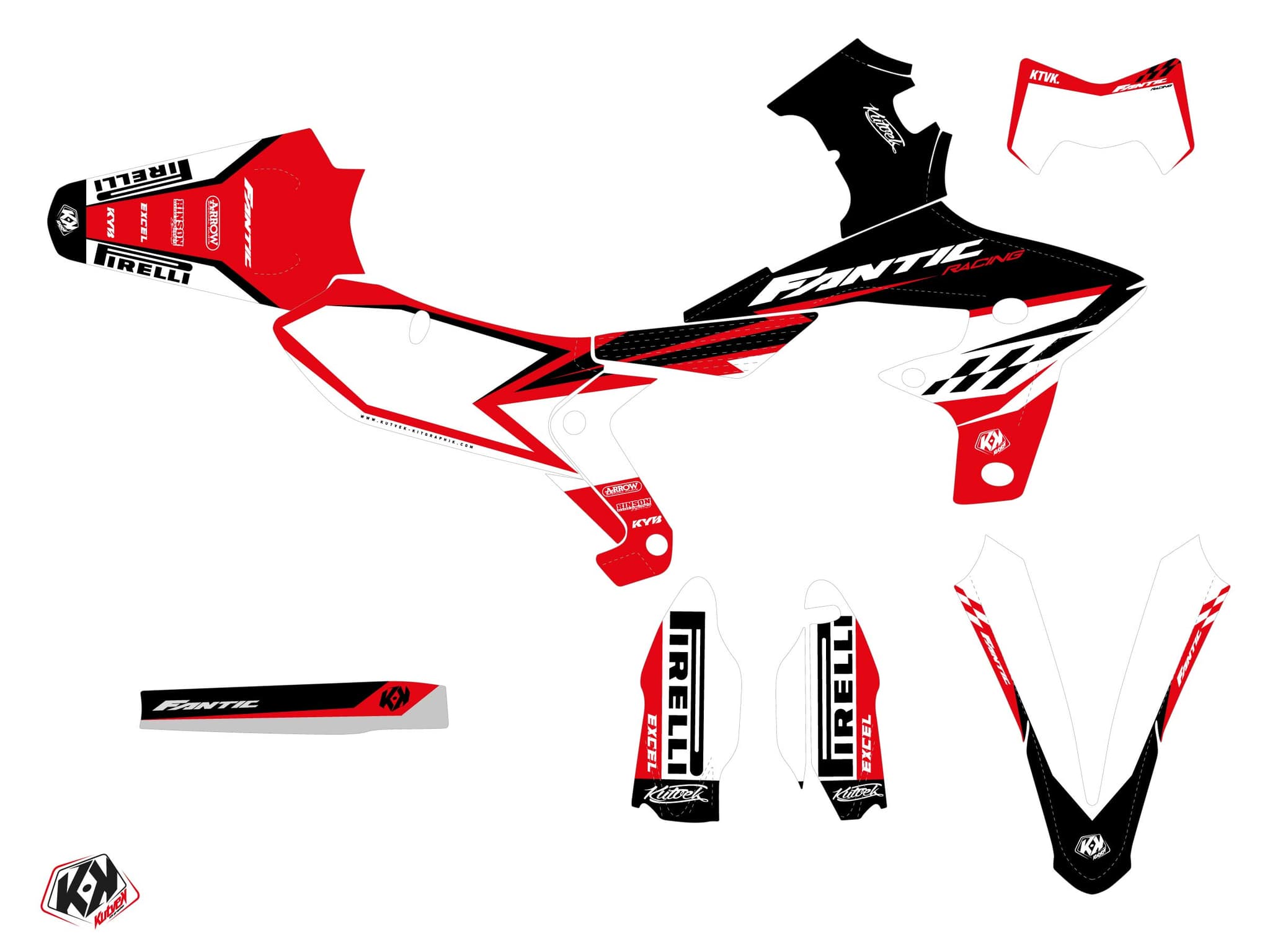 kit graphique motocross fantic xef 450 inkline rouge | Fantic | Kutvek - View 2