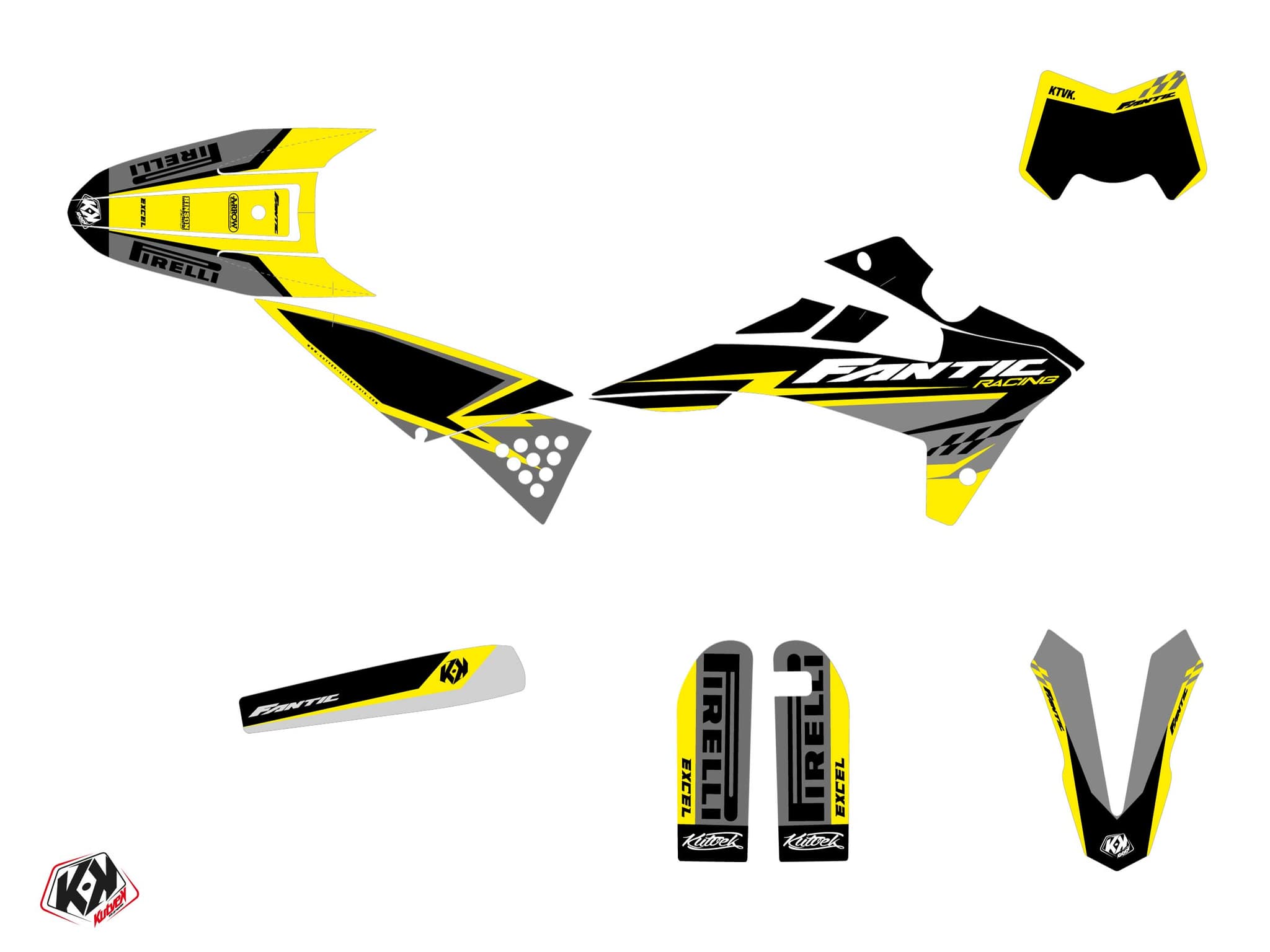 kit graphique motocross fantic xmf 125 inkline jaune | Fantic | Kutvek - View 2