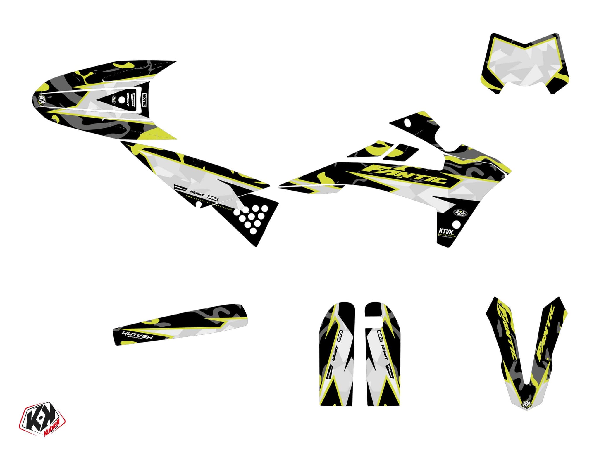 kit graphique 50cc fantic xm 50 barbarian jaune-neon | Fantic | Kutvek - View 2