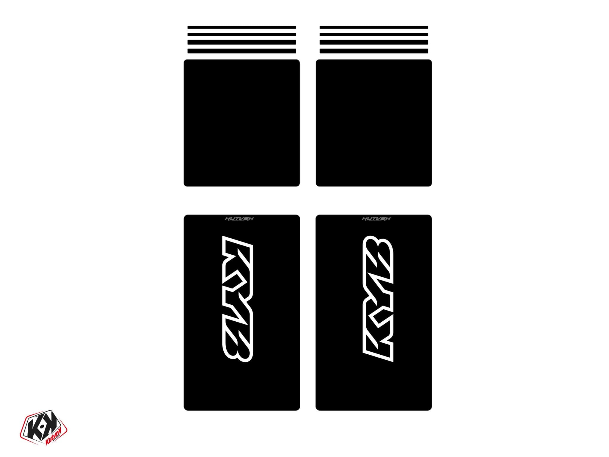 sticker für komplettgabel moto-cross kyb schwarz v2 schwarz - 305x185mm + 185x195mm (anpassbar)