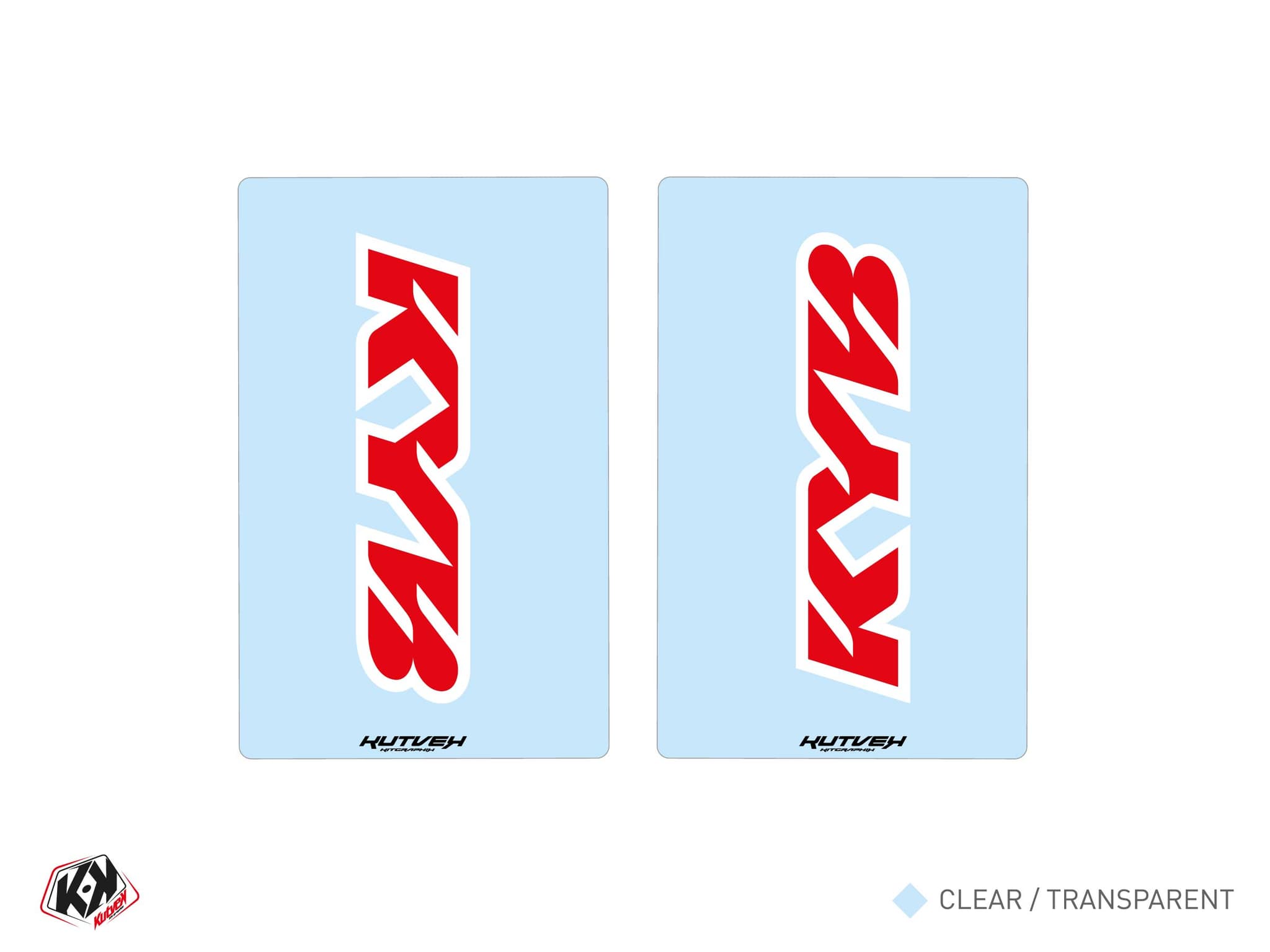 autocollants de fourche motocross kyb v2 transparent - 250x160mm | Stickers de fourche | Kutvek